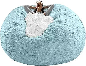 SYLVIA Rainbean Cozy Lounge Style Bean Bag Chair Cover - Round Velvet Sofa Cover