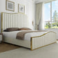 MELODY Modern Harp Velvet Platform Bed Frame – 61.4" Gold Trim Headboard & Footboard