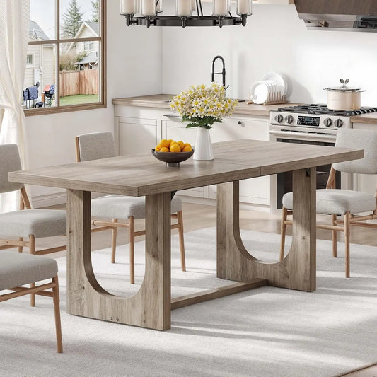 SUSAN Modern Farmhouse Rectangular Dining Table - 70.86" W