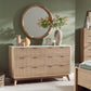 WRENLEY Modern Fluted 6-Drawer Dresser - 54" Wide Faux Marble Chest of Drawers