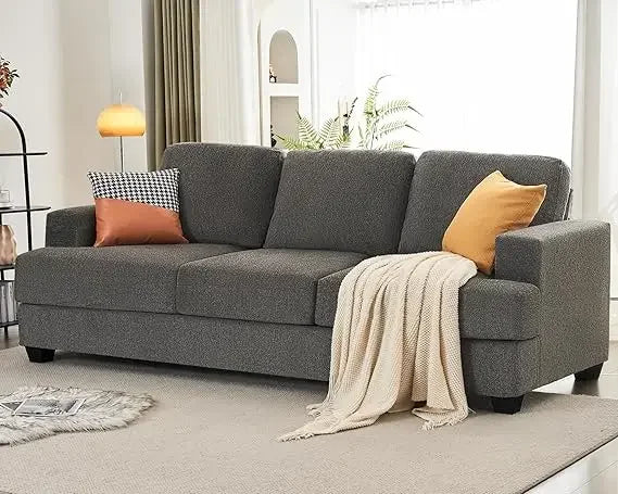 DANIEL Modern Sofa Couch, Extra Deep Seats 3-Seater, Striped Corduroy Fabric - 89"