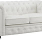 AUDREY Barrel Loveseat Sofa – Modern Faux Leather, Button Tufted - 49"