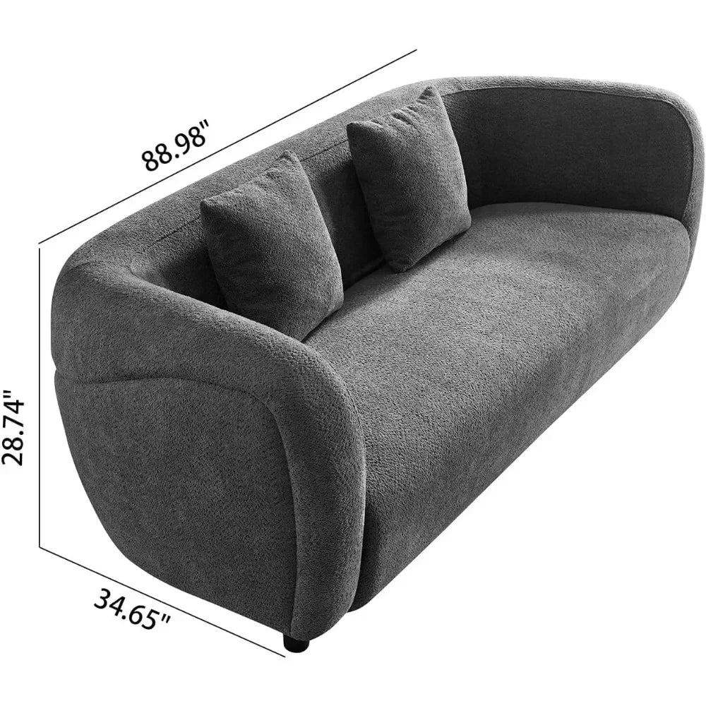 LILLIAN Modern Morocco Curved 3-Seater Sofa – Luxury High-Armrest Couch - 88.6"