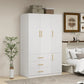 SARAI Modern 3-Door Wooden Wardrobe Armoire Closet Organizer