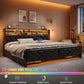 Miley Modern Velvet King Size Platform Bed Frame 78.7'' Wide with LED Headboard