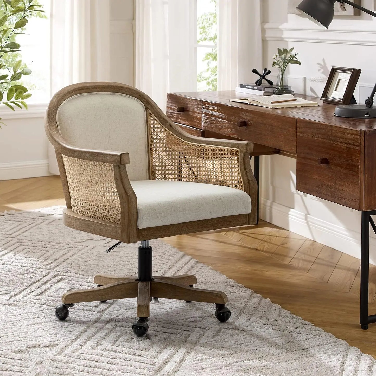 UKRAINE Upholstered Home Office Chair, Adjustable Swivel Rolling Task Chair - 23.5" W