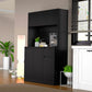 71" Tall Black Kitchen Pantry Cabinet, Kitchen Pantry Storage Cabinet with Power Outlet, Kitchen Hutch with Countertop, Cabinets