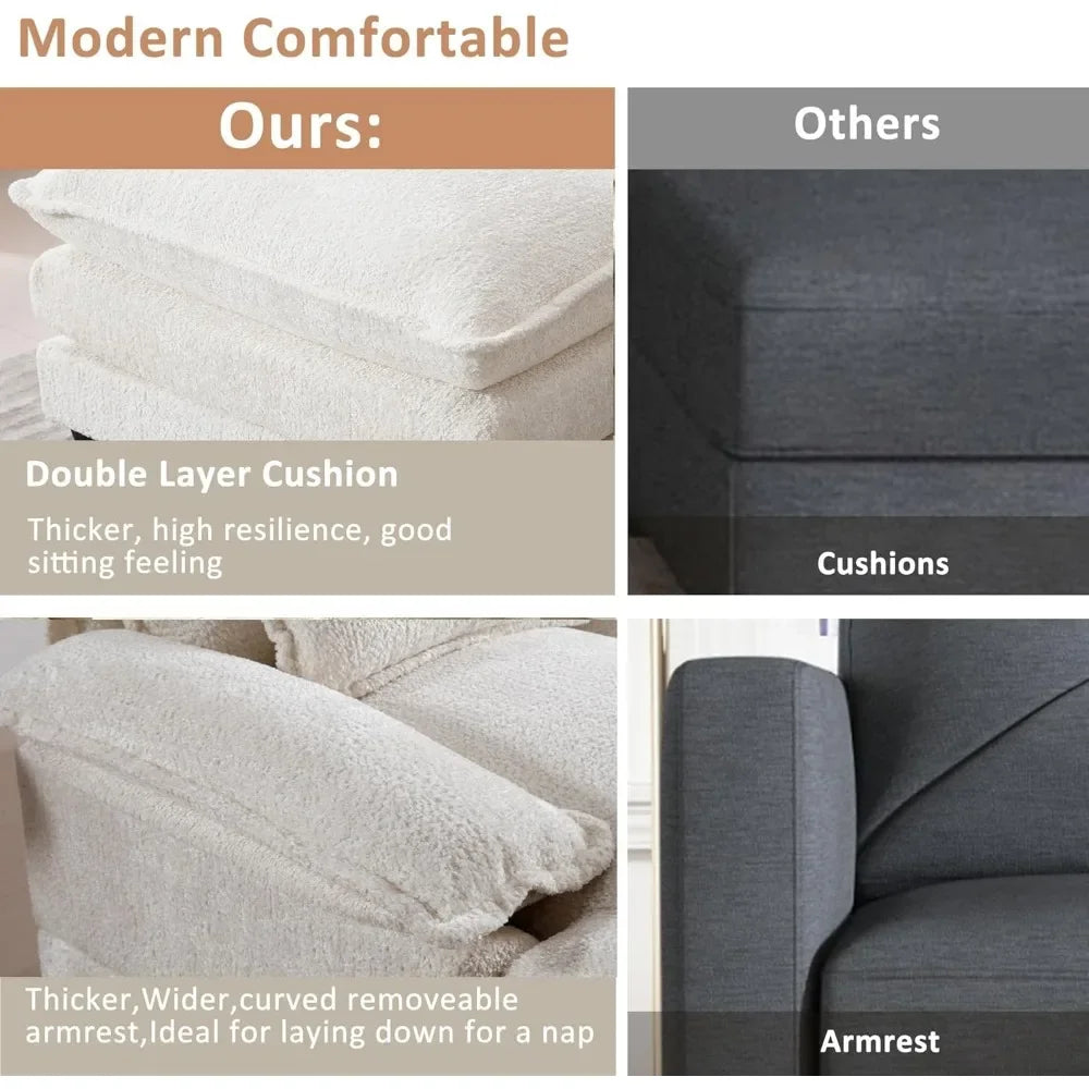 NAOMI Cloud Haven Modern U-Shaped Sectional Sleeper Sofa – Chenille Fabric Couch – 110.63"W