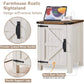 CAMILLA Rustic Farmhouse Barn Door Nightstand with Charging Station - 18'' Wide