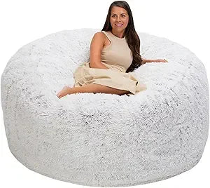 DANIELLA Sackura 6FT Suede Bean Bag Loveseat – Oversized Lounge Sofa Style | 63'' W