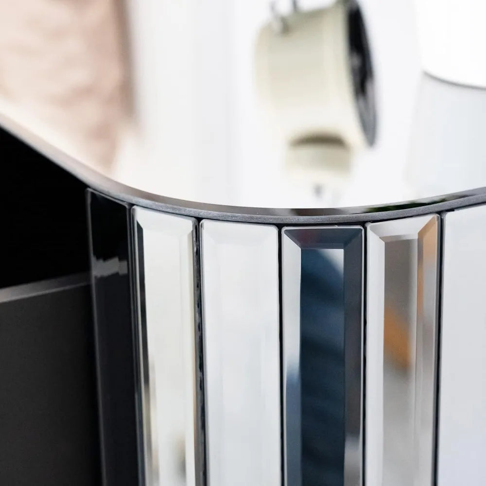 VIVIANA Modern Glass Bedside Table with 2 Drawers and Metal Frame – 19.69"W