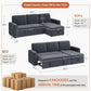 SEBASTIAN Modern Sectional Sofa with Chaise, USB, Pull-Out Bed & Storage - 80.5"