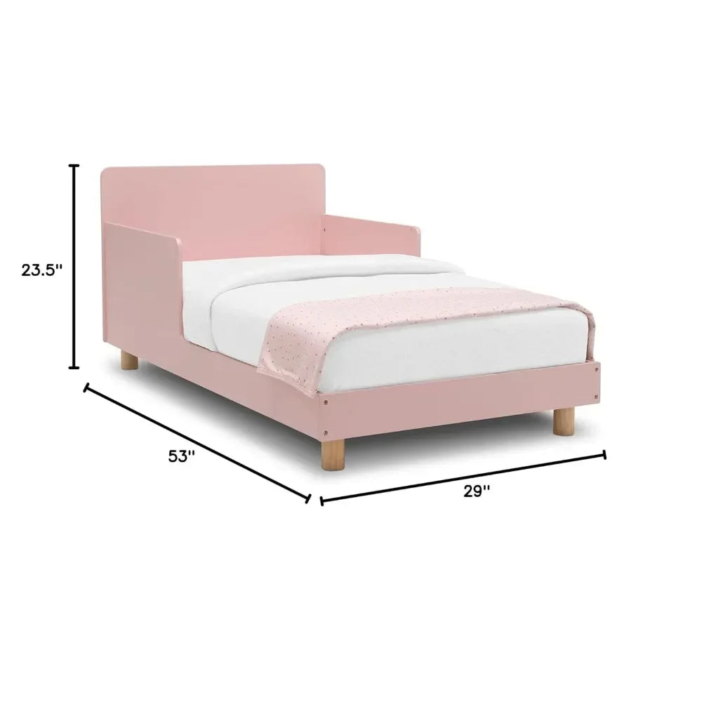 ARYA Modern Wood Toddler Bed - Blush Pink & Natural Wood 53"