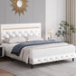 NATALIE Modern Upholstered Queen Bed Frame with LED Lights - Crystal Tufted Headboard - 60"