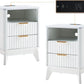 LUCIANA Fluted Farmhouse Nightstand Set of 2 with Charging Statio