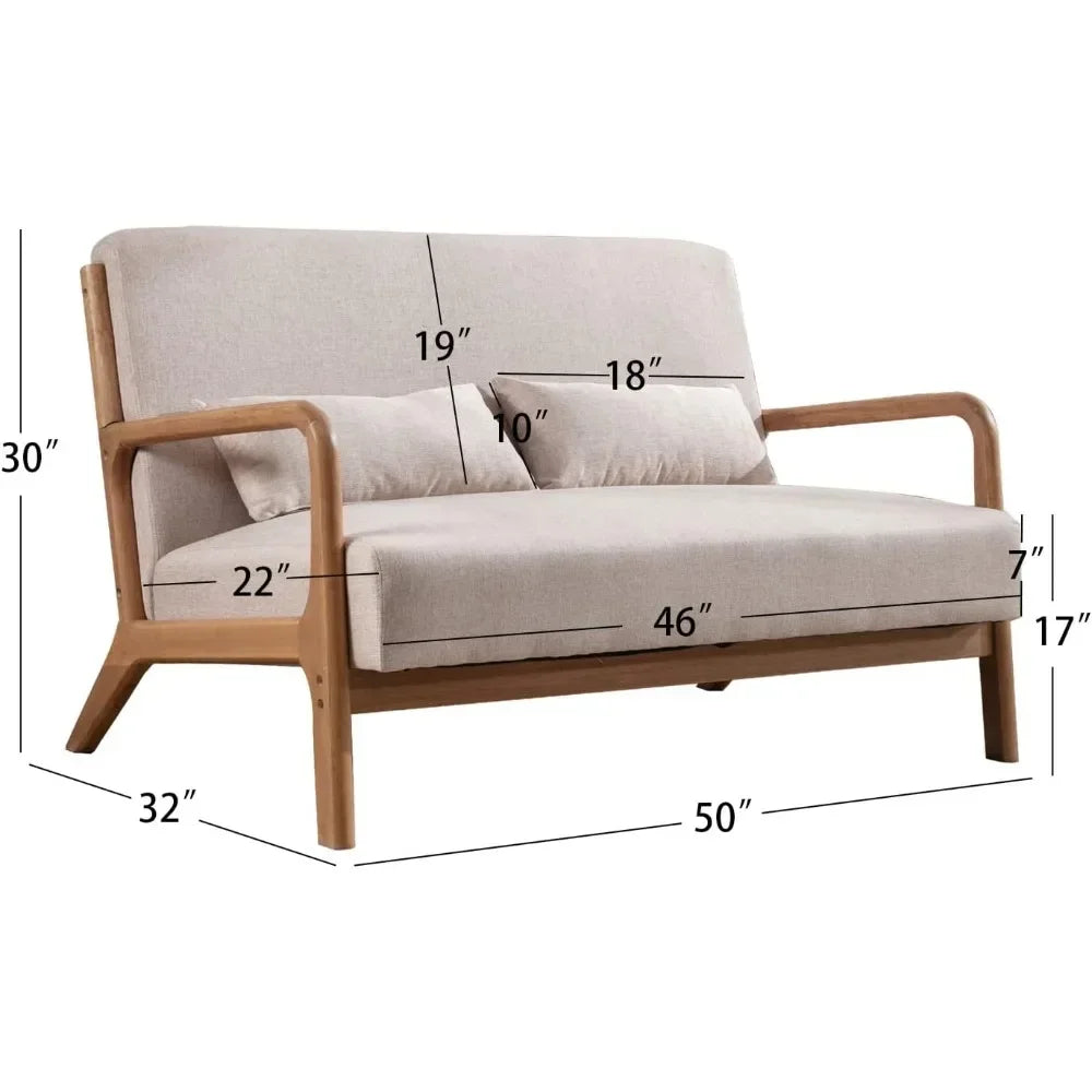 LIAM Mid-Century Modern Accent Loveseat 2-Person Couch for Small Spaces - 50" 