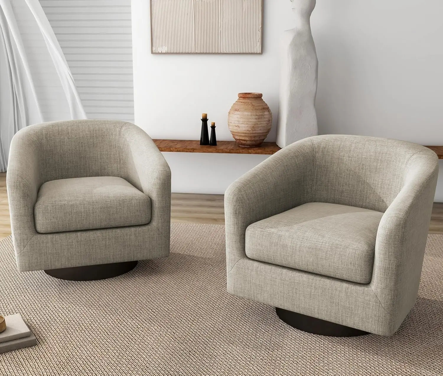 VINCENT Swivel Barrel Accent Chairs Set of 2 – Modern Armchair - 28.79" W