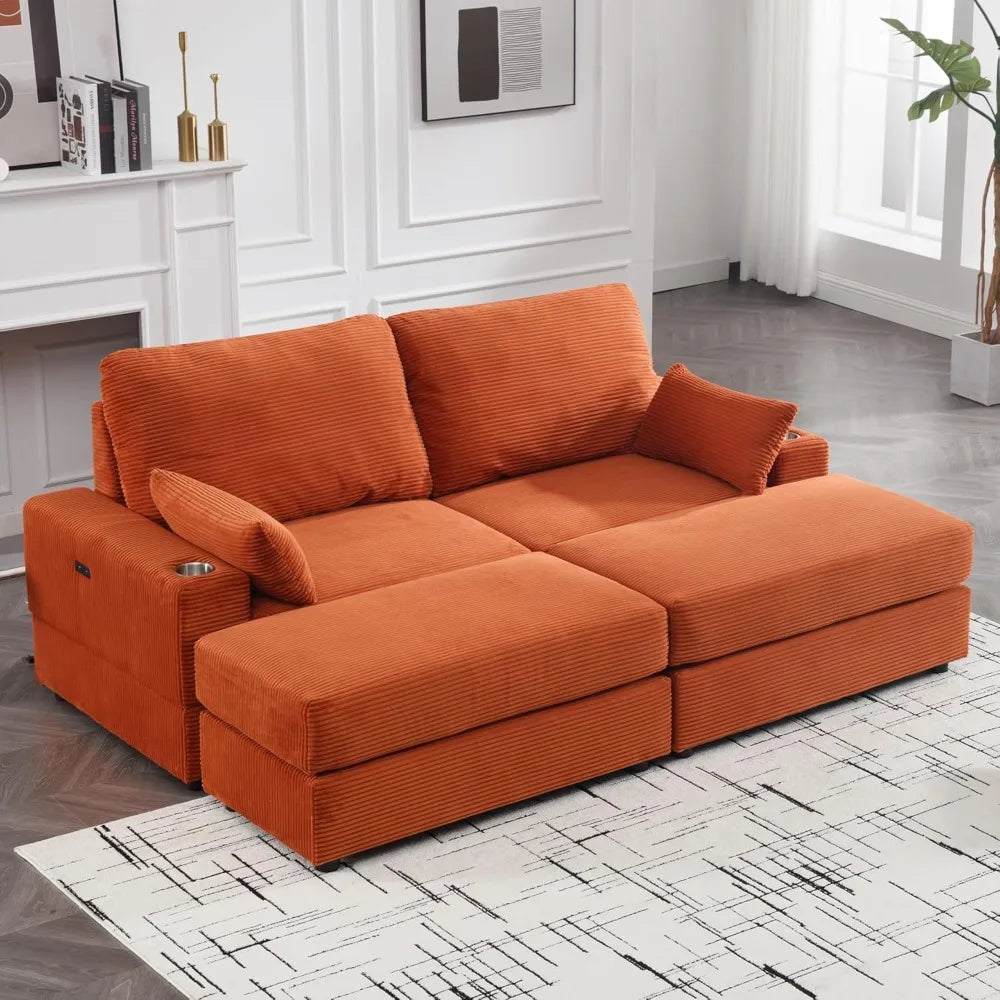 AALIYAH Modern Minimalist Sleeper Sofa – Cloud Couch with USB Ports - 82.7"