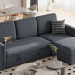 SEBASTIAN Modern Sectional Sofa with Chaise, USB, Pull-Out Bed & Storage - 80.5"