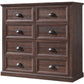 CAMILLE Rustic Farmhouse 8-Drawer Wooden Dresser – Tall Storage Chest | 42'' W