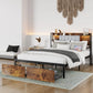 PENELOPE Modern Industrial Bed Frame with Storage & LED Headboard – 60'' Wide Metal & Wood Platform Bed