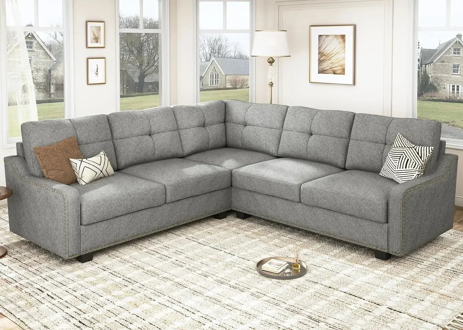 KATE Velvexa Modern Velvet Reversible Sectional Sofa | Convertible L-Shaped Couch – 82.7″ W
