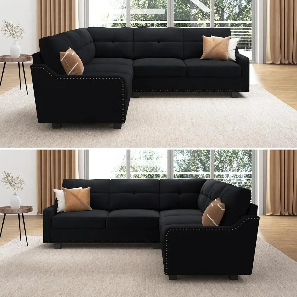KATE Velvexa Modern Velvet Reversible Sectional Sofa | Convertible L-Shaped Couch – 82.7″ W