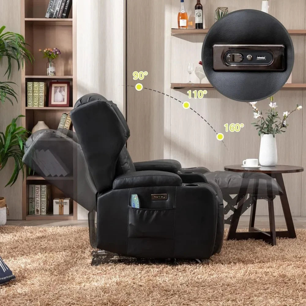 ANNABELLE  Power Recliner Chair with Heat & Massage - Velvet Recliner Sofa for Living Room - 31.5" W