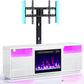 Fireplace TV Stand with Led Lights and Power Outlets Swivel TV Stand Mount for 45/55/60/65 inch TVs Height Adjustable TV Console