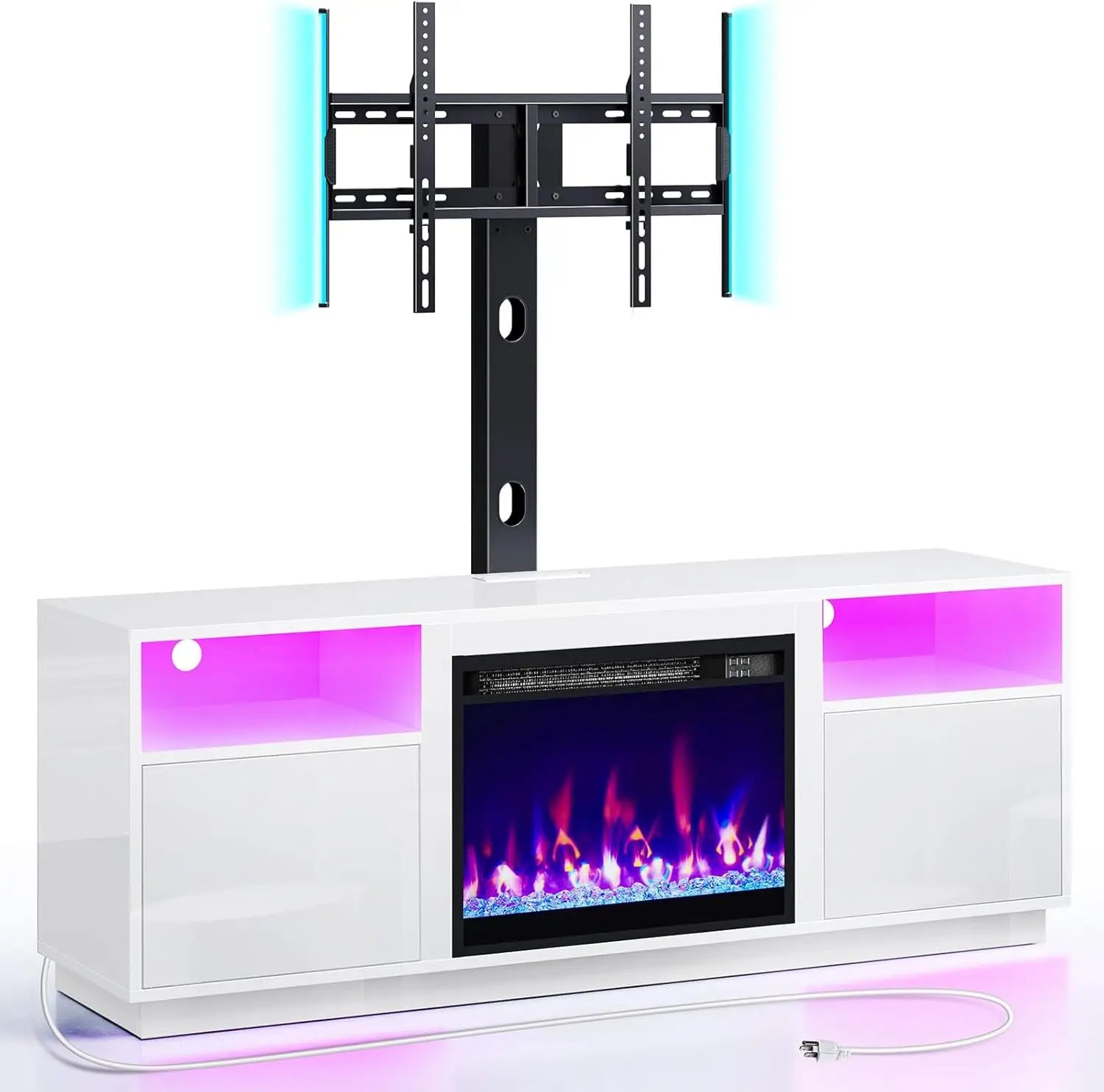 JULIA Fireplace TV Stand with LED Lights and Power Outlet - 55.1" W