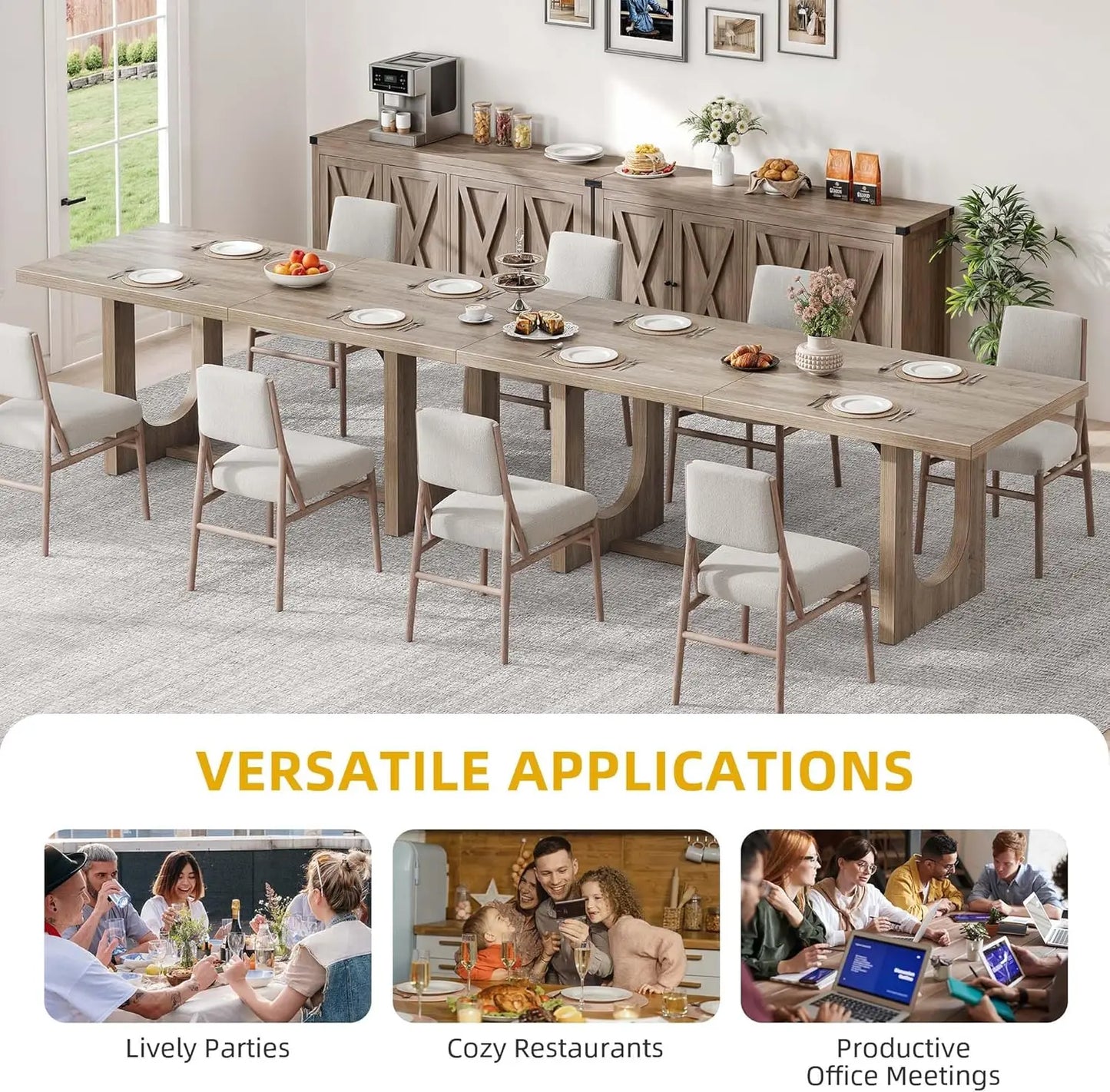SUSAN Modern Farmhouse Rectangular Dining Table - 70.86" W