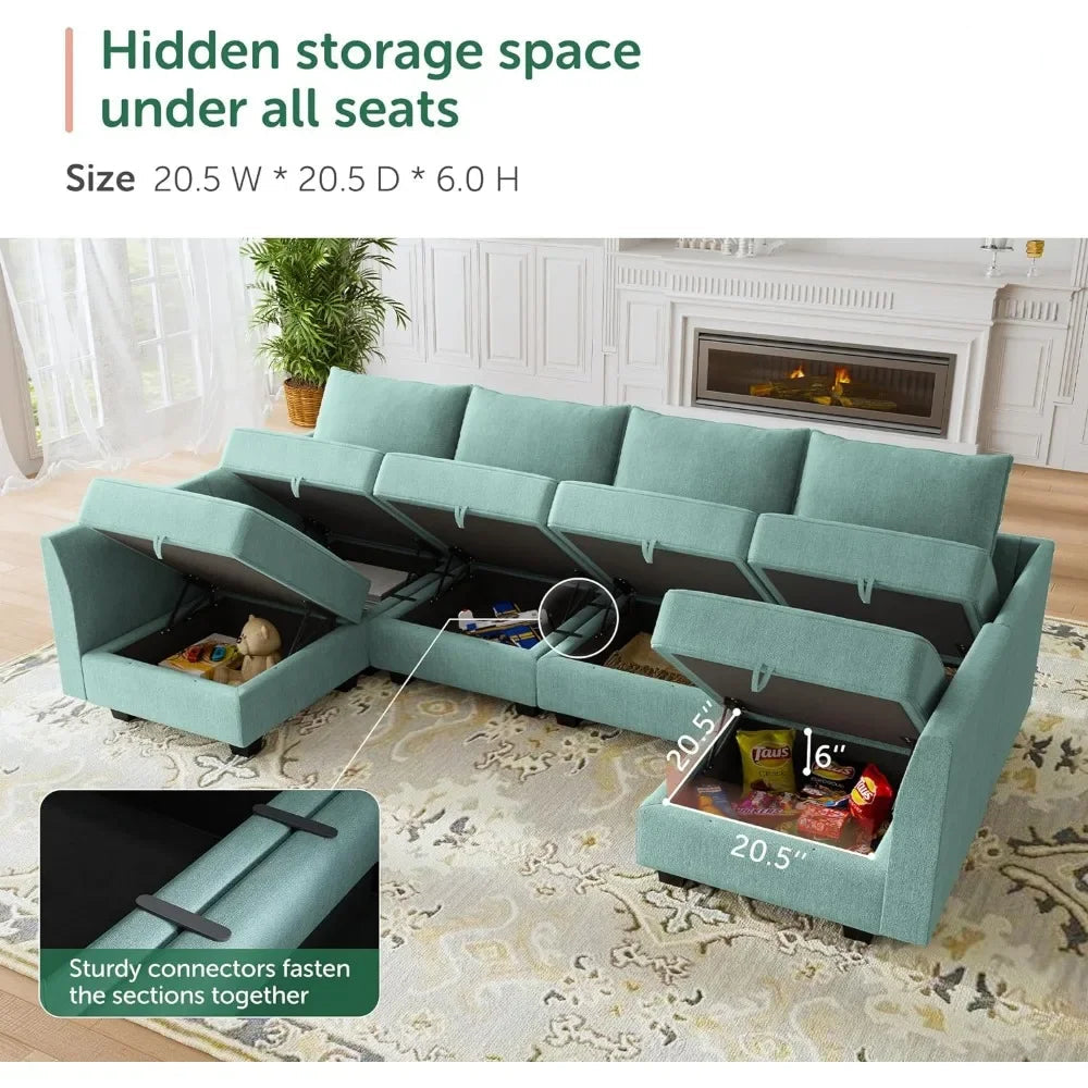 SCARLETT Convertible Modular Sectional Sofa, U-Shaped Design - 112.21"