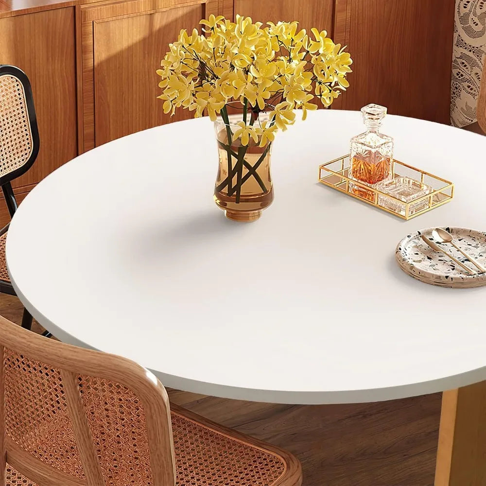 CHARLIE Mid Century Modern Round Dining Table - White MDF Tabletop - 31.5"W