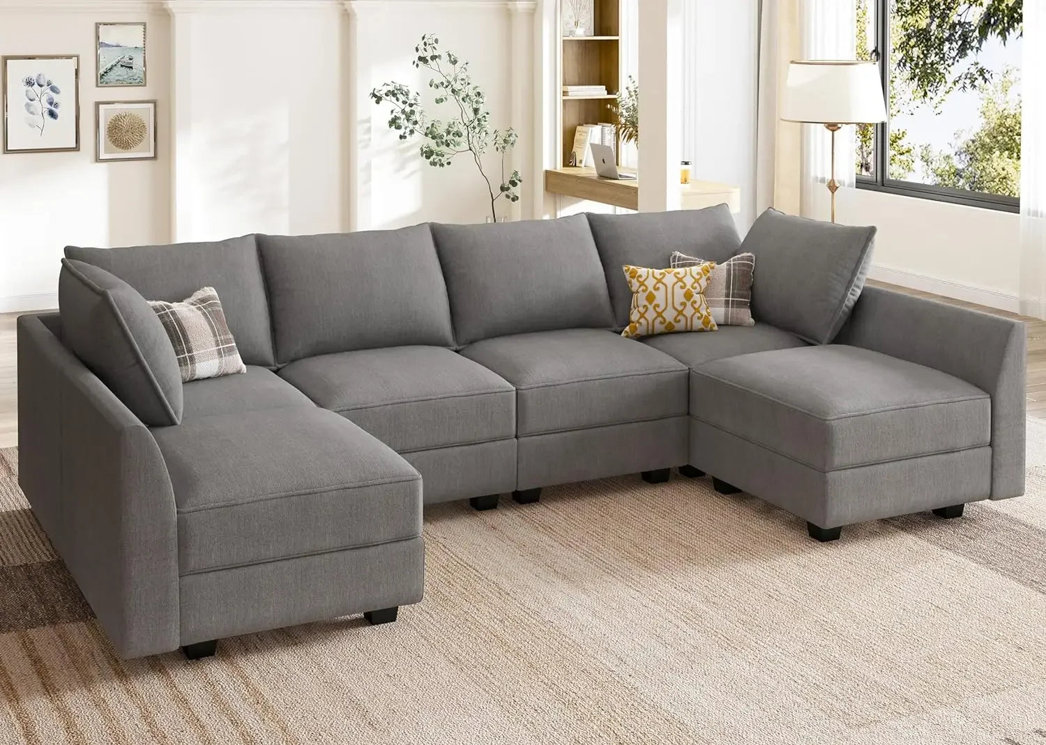 SCARLETT Convertible Modular Sectional Sofa, U-Shaped Design - 112.21"