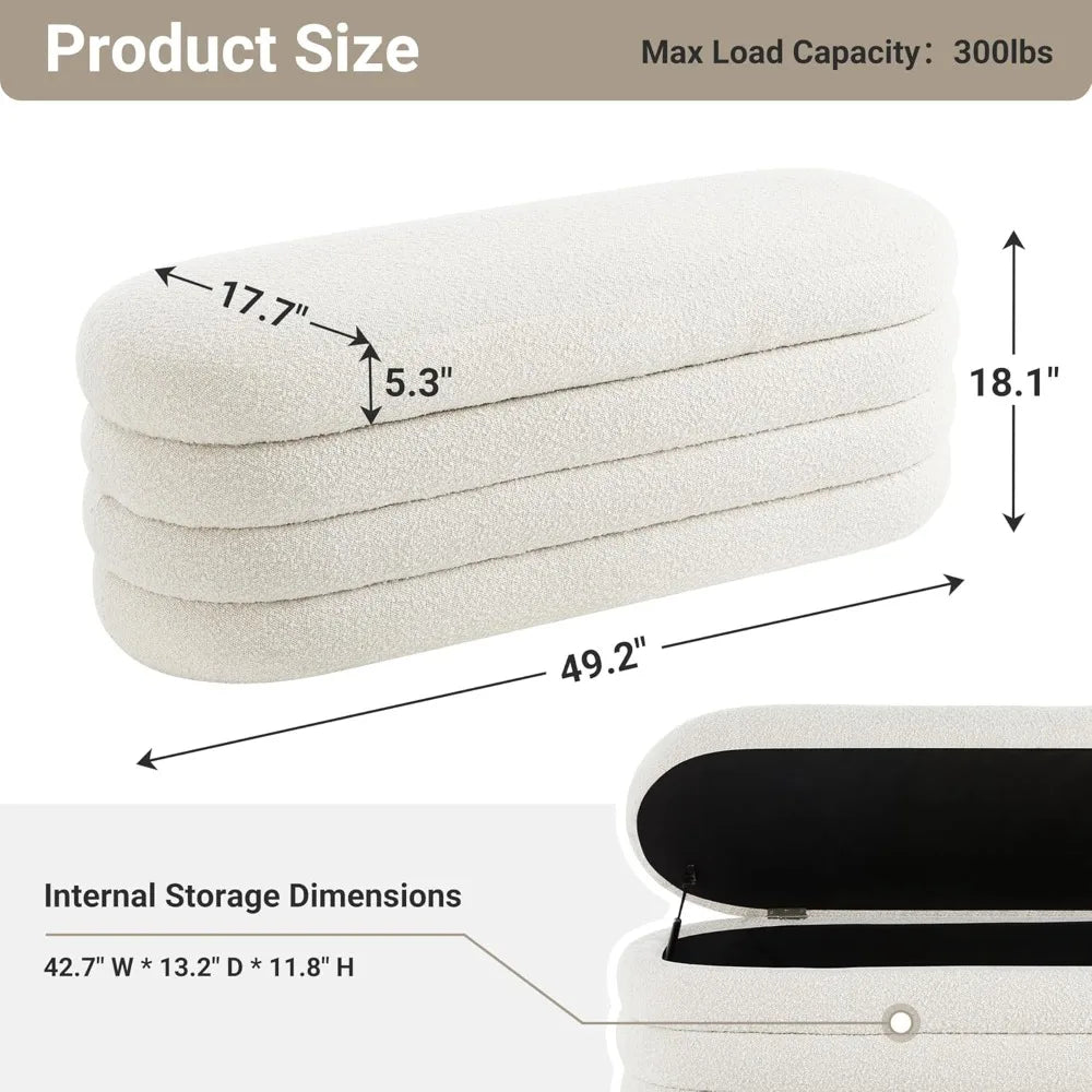 JOSE Storage Ottoman Bench 49.2"W