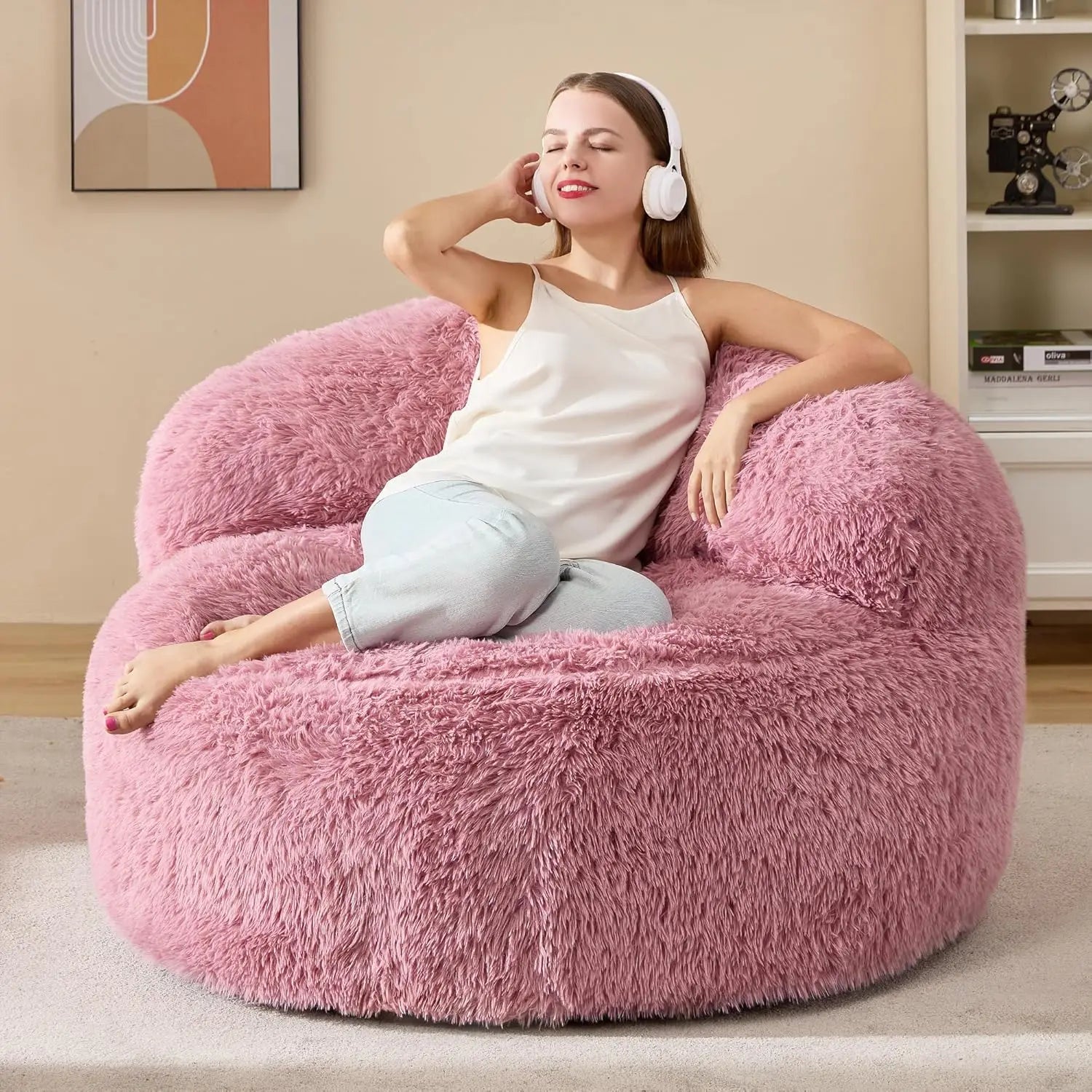 KIRA Modern Faux Fur Bean Bag Chair – Lounge Sofa Style | 39.6'' W