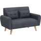 Alexander Small Modern Loveseat Sofa, Mid-Century Linen Fabric 2-Seat Couch - 47.2"