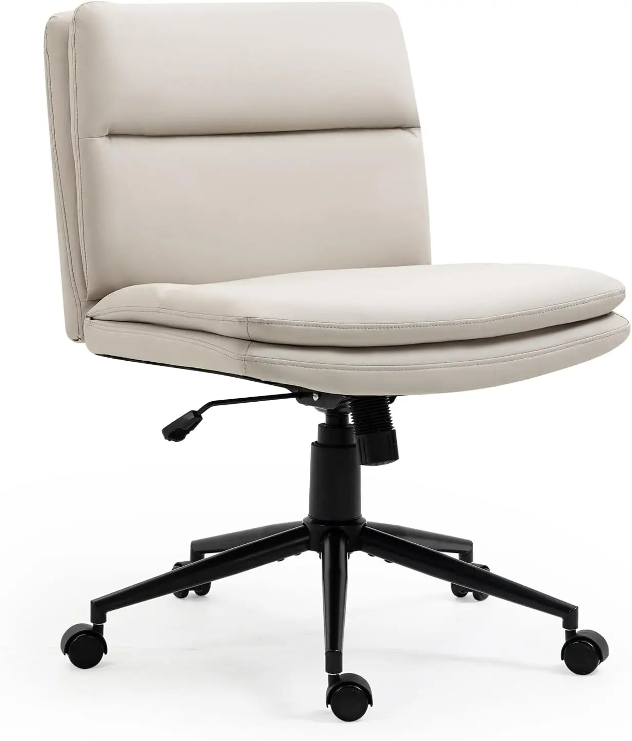 TUNISIA Armless Walnut Office Desk Chair with Wheels - Adjustable Height - 24.4" W