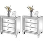 JULIANNA Mirrored Glam Nightstand Set of 2 - 23" Wide 3-Drawer Bedside Tables