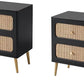 MEADOW Boho Rattan 3-Drawer Dresser - Farmhouse Wooden Storage Cabinet 26"W