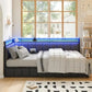 ELENA Modern Twin Size Corner Bed Frame with LED Lights, Charging Station, and Storage Drawers