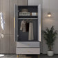 SABRINA Modern Wooden Wardrobe Armoire – Bedroom Clothing Organizer with Drawers & Hanging Rod