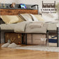 HAZEL Rustic Industrial Queen Bed Frame with LED Lights & Storage Headboard - 60” Wide