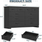 ZURI Modern 55" Wide 10-Drawer Dresser with Power Outlets - Bedroom Storage Organizer