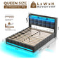 ESTHER Modern LED Storage Bed Frame with Charging Station - Queen Size 60''