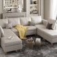 AVERY LuxOra Faux Leather U-Shaped Modular Sectional Sofa | Convertible Sleeper with Storage Ottomans – 118.2″ W