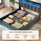 Inaya Modern Lift-Up Full Bed Frame with LED Lights and Storage Headboard