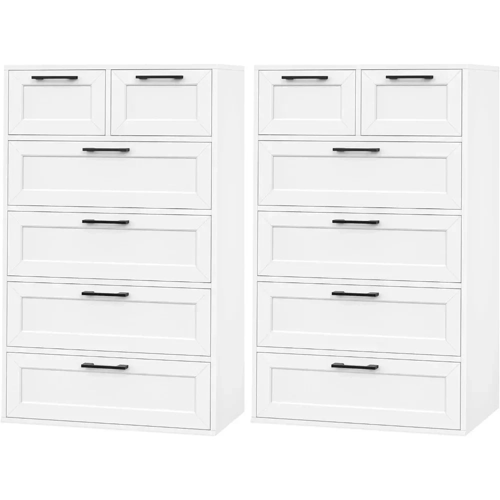 KAYLEE Modern Minimalist 6 Drawer Dresser - White Chest of Drawers (23.6" W)