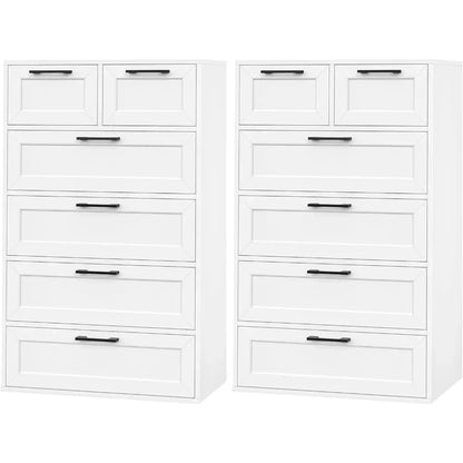 KAYLEE Modern Minimalist 6 Drawer Dresser - White Chest of Drawers (23.6" W)