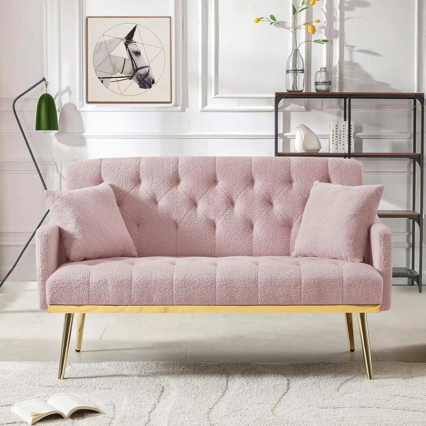 OWEN Velvet Upholstered Loveseat Sofa – Modern Small Couch - 55.5"